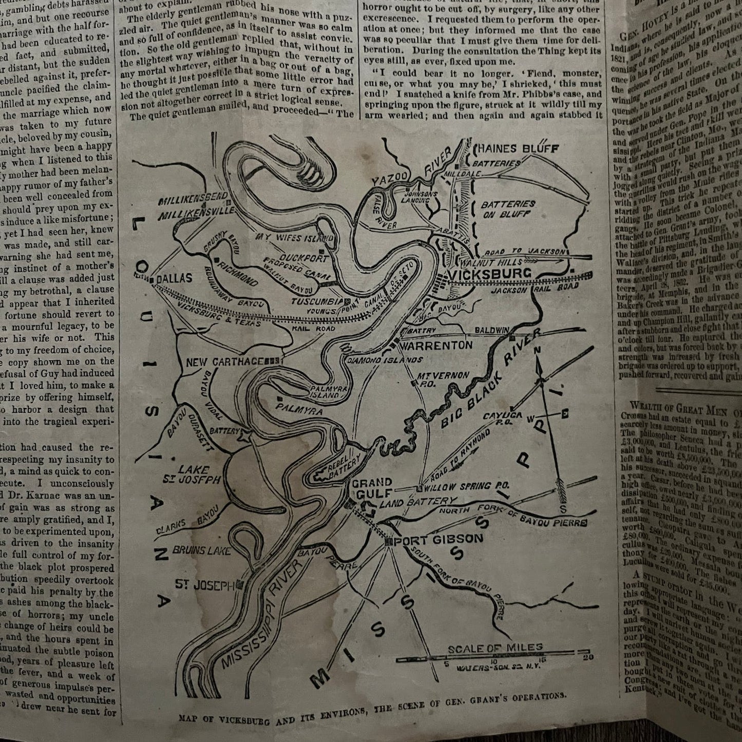 Battle of Champion Hill General Grant Army Original 1863 Civil War Engraving C22