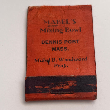 Mabel's Mixing Bowl Dennis Port MA Mabel B Woodward Vtg Matchbook Cover TB8-MB-7