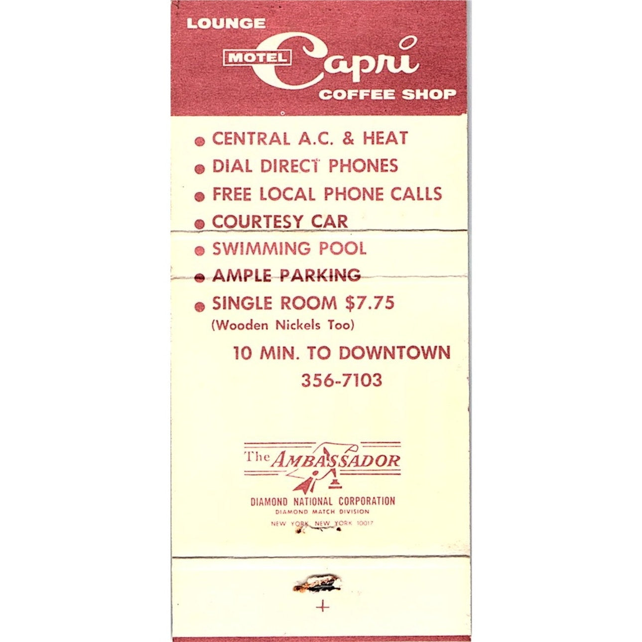 Motel Capri Jacksonville Florida Vintage Matchbook TB6-MB2-12