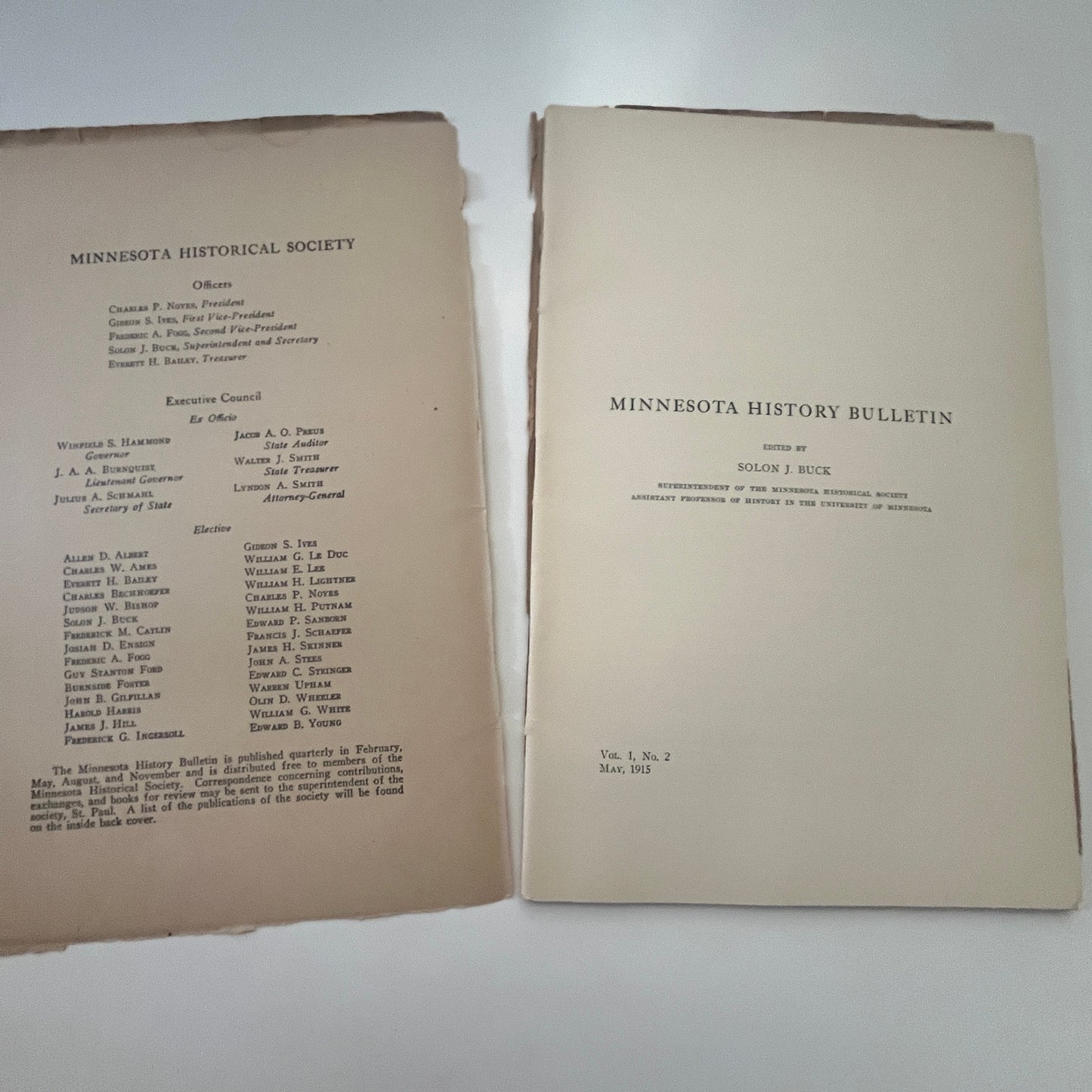 1915 Minnesota History Bulletin Minnesota Historical Society Booklet TG2-OB