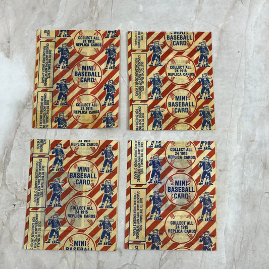 Vintage Lot Of 4 Cracker Jack 1915 Replica Mini Baseball Cards In Wrapper AE6-2