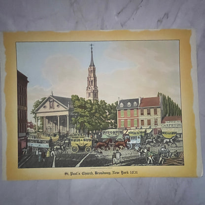 St. Paul's Church Broadway New York 1831 Lithograph 12x16" Art Print FL1