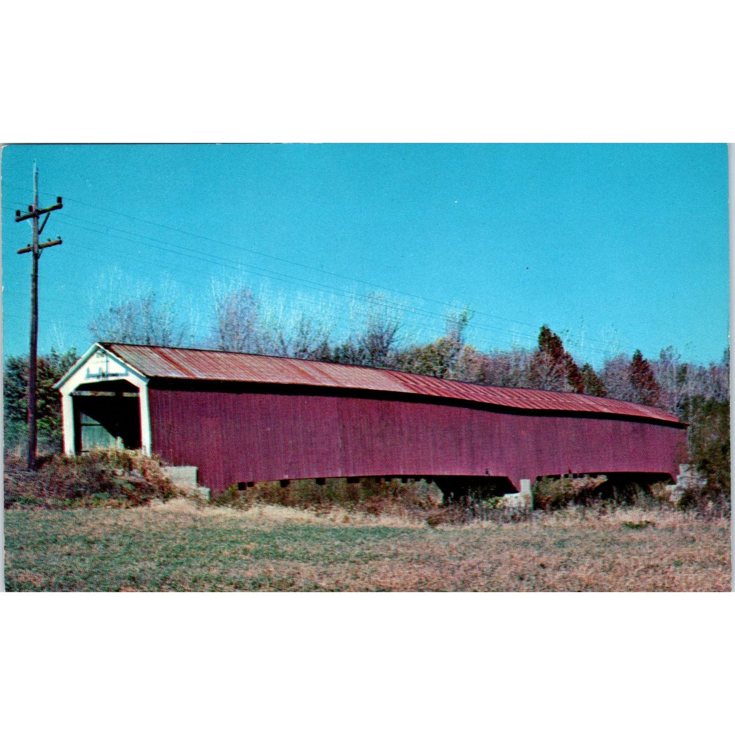 Jeffries Ford Bridge Burr Truss Parke County Vintage Covered Bridge Postcard PD3