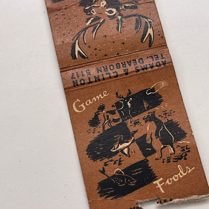 Cafe Bohemia Game Foods Adams & Clinton Dearborn Vintage Matchbook MM3-2