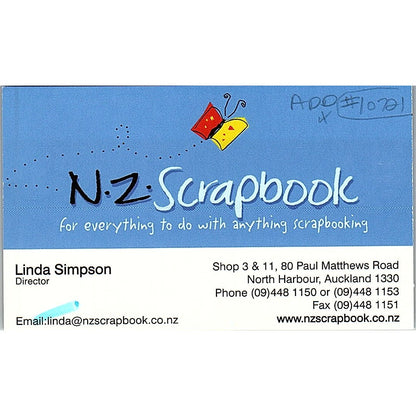 Linda Simpson NZ Scrapbook North Harbour Auckland Vintage Business Card SC9-B9