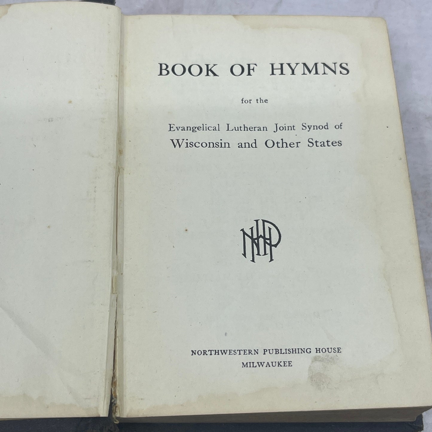 Vtg Book of Hymns for the Evangelical Lutheran Joint Synod of Wisconsin TB6-SB