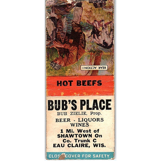 Bub's Place Bub Zielie Eau Claire WI Vintage Matchbook Cover SC7-Y8