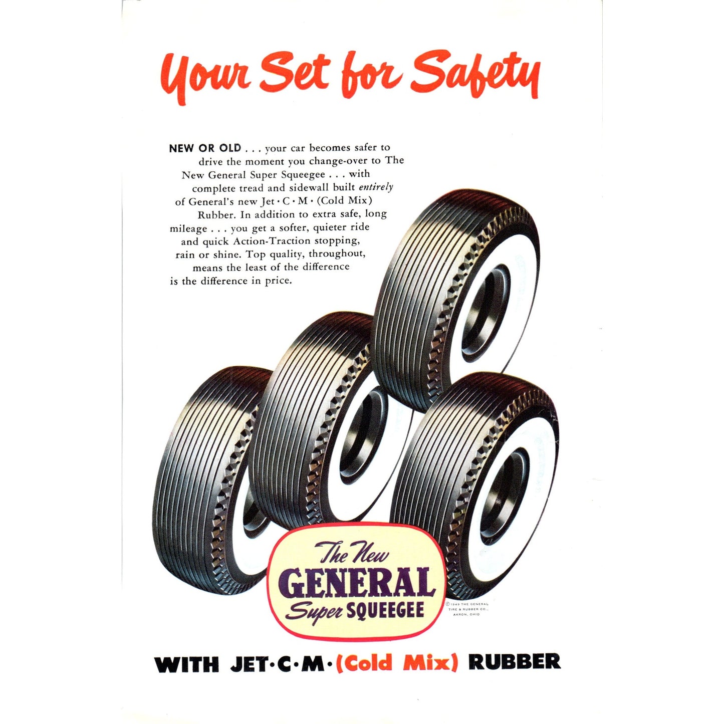 The General Super Squeegee Tire - Set For Safety - Vintage Magazine Ad D18