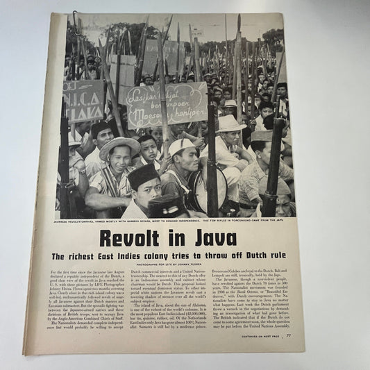 Revolt in Java Johnny Florea 5 Pages 1940s WWII Era Article V29-5