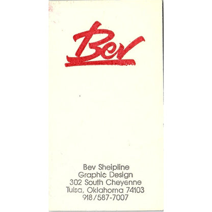 Bev Sheipline Graphic Design Tuisa Oklahoma Vintage Business Card SF3-B3