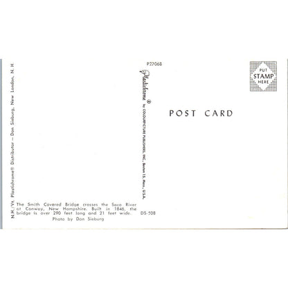 Smith Bridge Saco River Conway New Hampshire Covered Bridge Postcard PC3