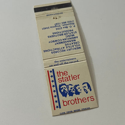 The Statler Brothers Staunton VA Vintage Matchbook Cover TB6-MB2-5