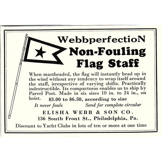 Webberfection Non-Fouling Flag Staff Elisha Webb & Son Co 1932 Ad AG2-M19