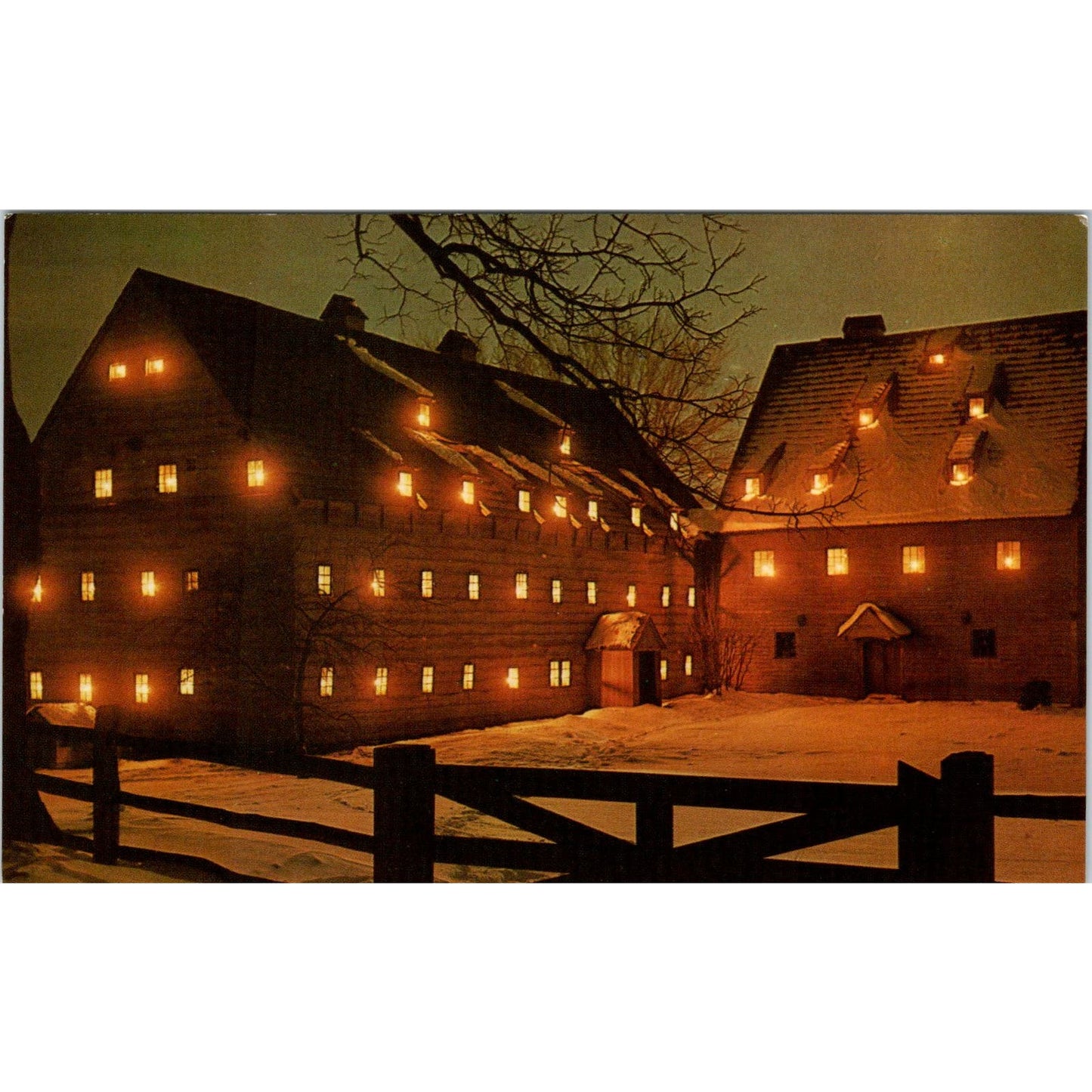 Candlelight at Nightfall Ephrata Cloister PA Dutch Country Vintage Postcard PD4