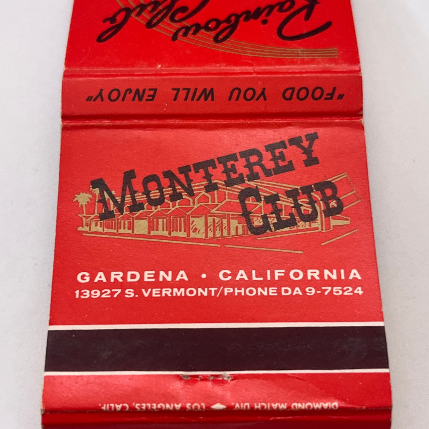 Rainbow Club, Monterey Club Gardena CA Vintage Matchbook Cover TB8-MB-13