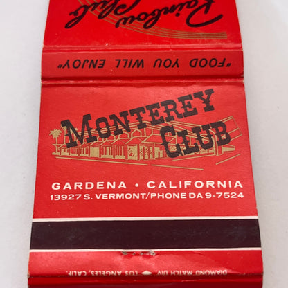 Rainbow Club, Monterey Club Gardena CA Vintage Matchbook Cover MM3-3