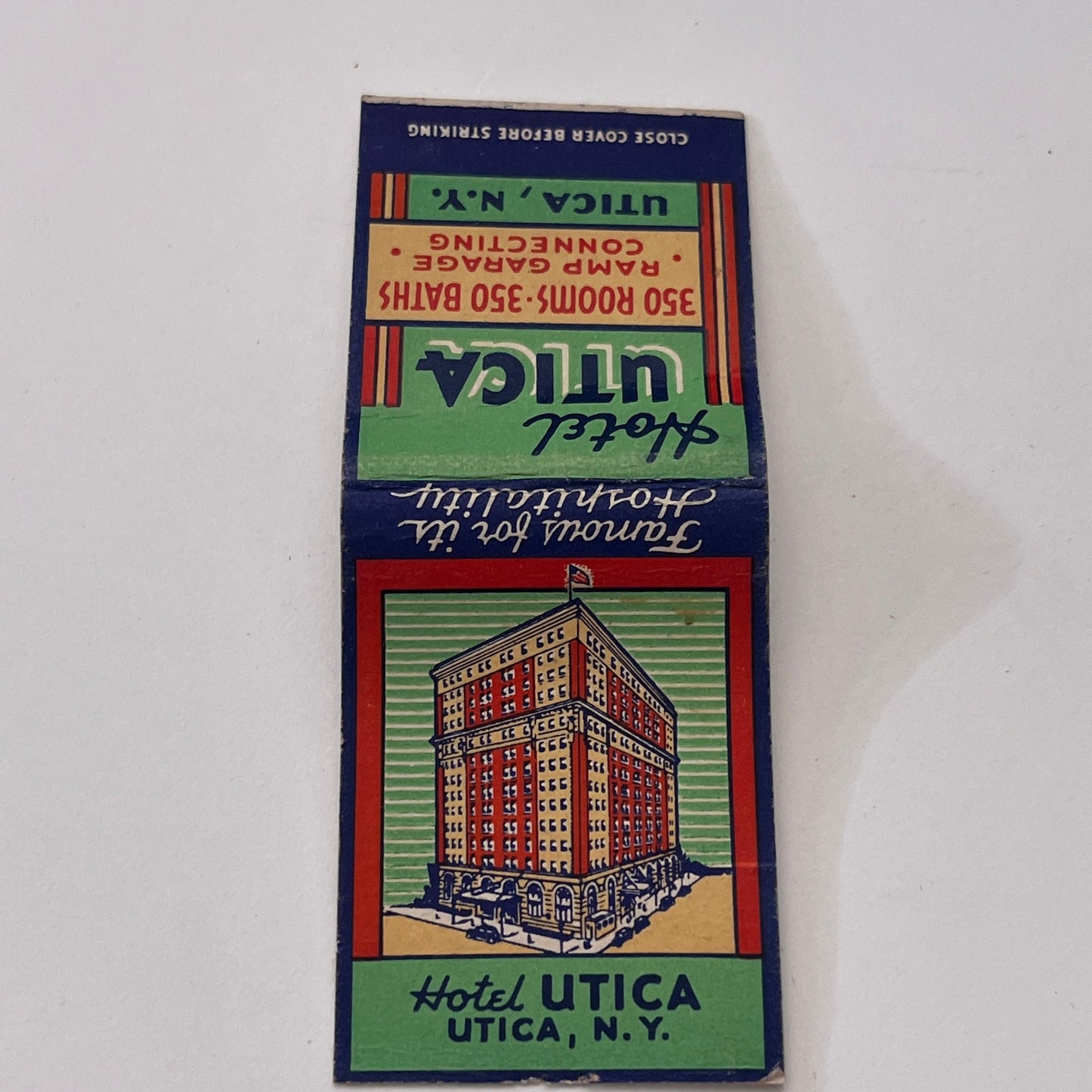 Hotel Utica, Utica NY Vintage Matchbook Cover TB8-MB-11