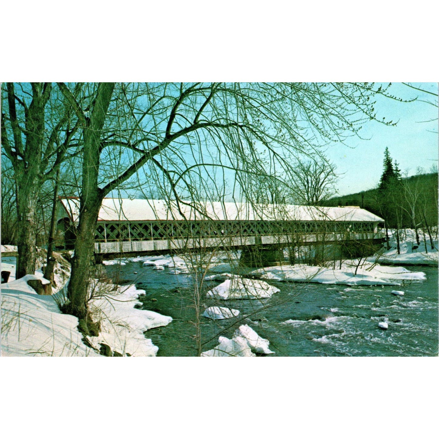 Ashuelot River Bridge Winchester Hinsdale NH Covered Bridge Postcard PC4