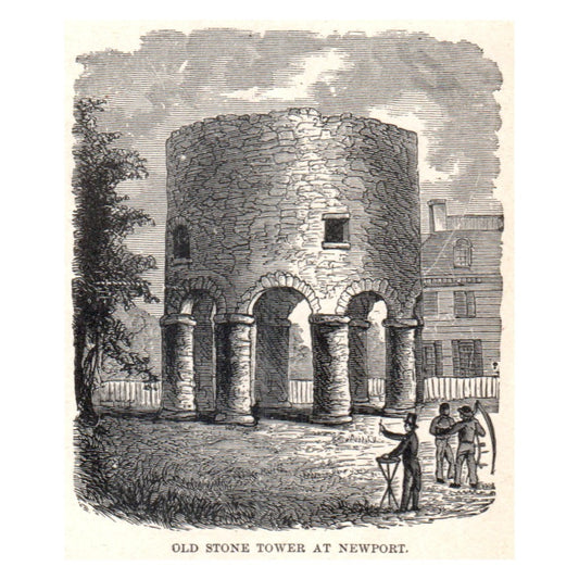 Old Stone Tower at Newport 1911 Engraving Print AF5-M1