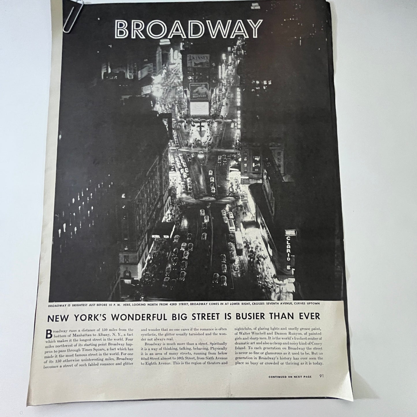 Broadway New York's Street Busier Than Ever 4 Page 1940s WWII Era Article V29-5