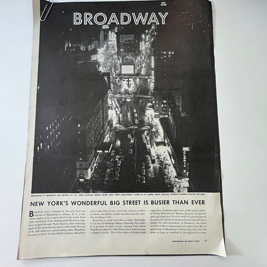 Broadway New York's Street Busier Than Ever 4 Page 1940s WWII Era Article V29-5