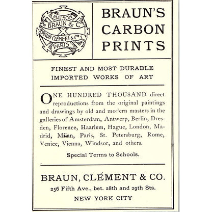 Braun's Carbon Prints Braun, Clement & Co NY - 1906 Ad AF5-3