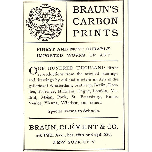 Braun's Carbon Prints Braun, Clement & Co NY - 1906 Ad AF5-3