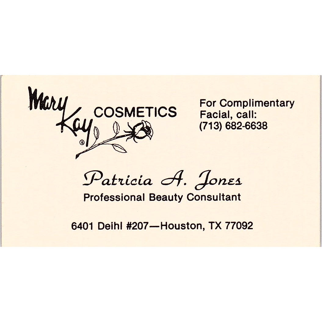 Patricia A Jones Mary Kay Cosmetics Houston TX Vintage Business Card SE3-B14