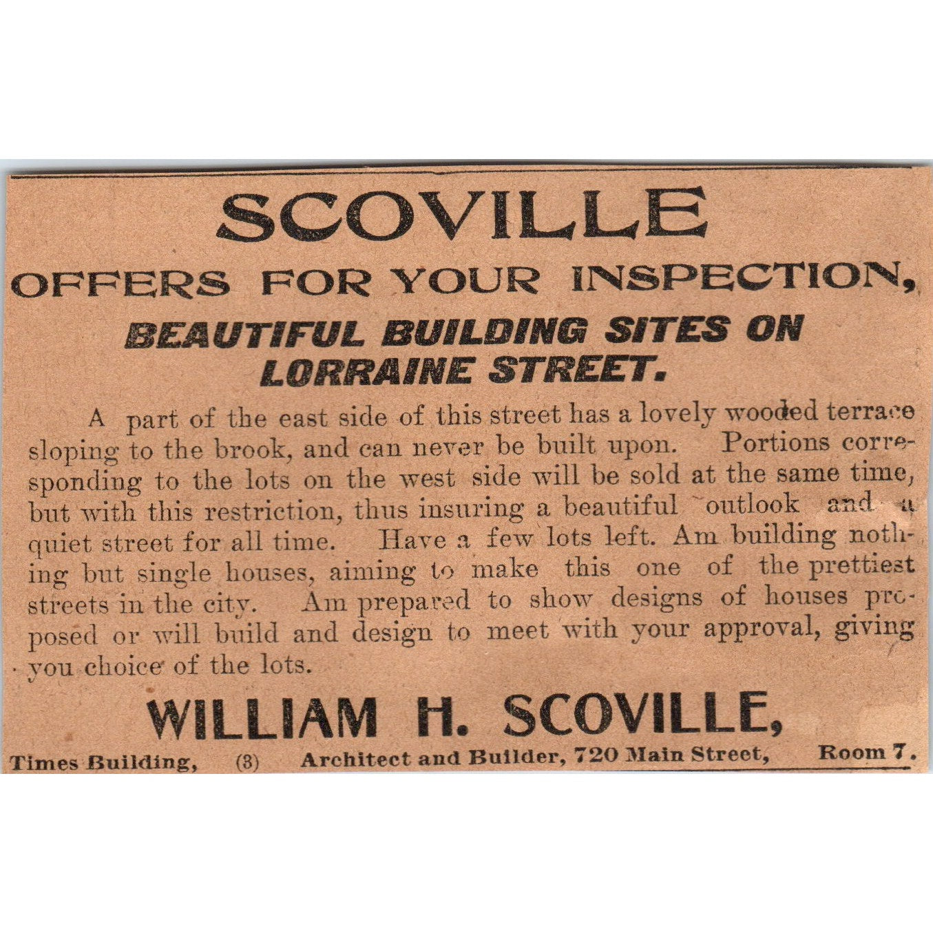 William H. Scoville Architect & Builder Hartford 1901 Newspaper Ad AD8-H2