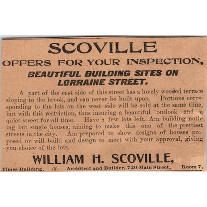 William H. Scoville Architect & Builder Hartford 1901 Newspaper Ad AD8-H2