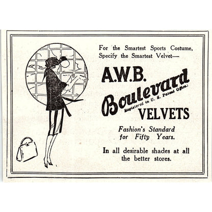 A.W.B. Boulevard Velvets 1921 Ad AF3-10