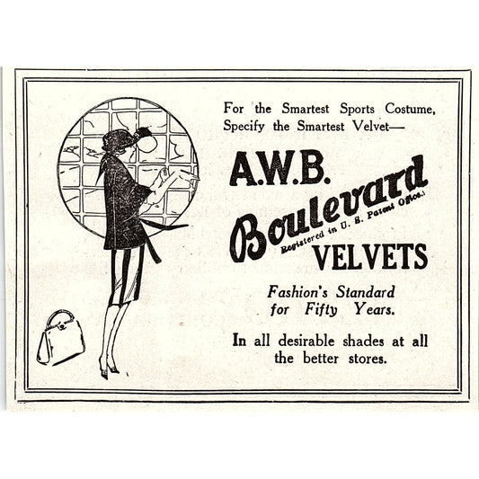 A.W.B. Boulevard Velvets 1921 Ad AF3-10