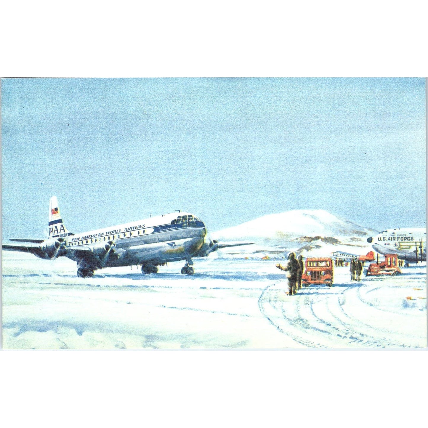 Boeing B-377 Pan Am Airlines Illustration Vintage Postcard TG8-PC