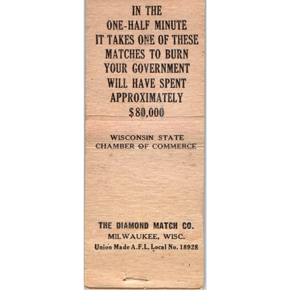 Wisconsin State Chamber of Commerce Federal Spending Political Matchbook SD4-Y8