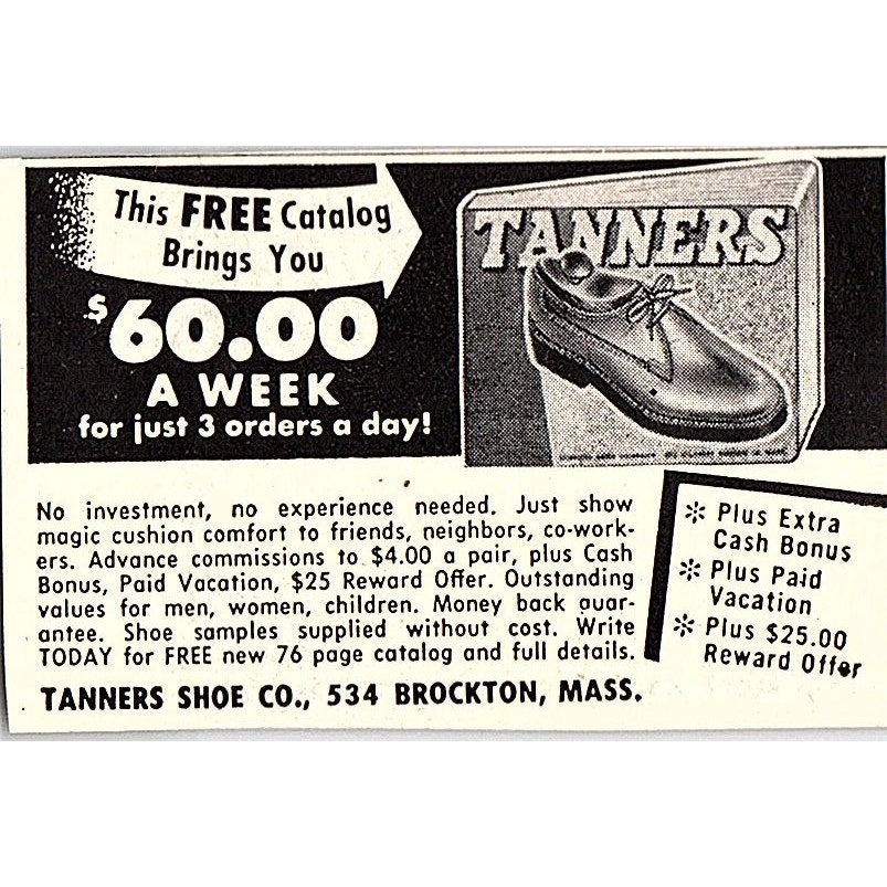 Tanners Shoe Co Brockton MA 1955 Ad AF9-S7