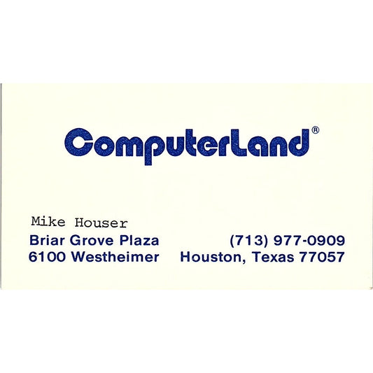 Mike Houser Computerland of SW Houston TX Vintage Business Card SD9-B2
