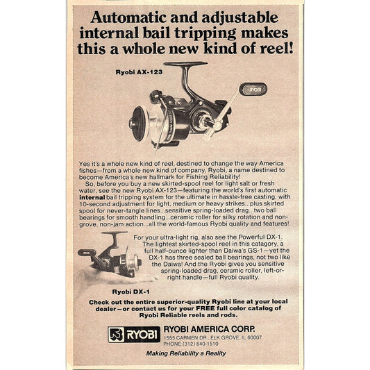 Ryobi AX-123 Fishing Reel 1977 Ad AF6-5