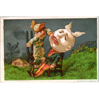 M.H. Moses & Co NY Giant Head Tooth Extraction c1880 Victorian Trade Card AE5