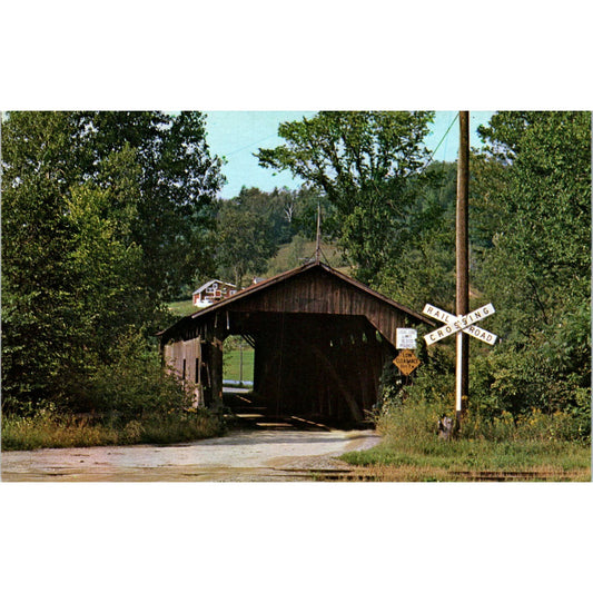 Old Covered Bridge at Cambridge Junction VT Vintage Covered Bridge Postcard PD3