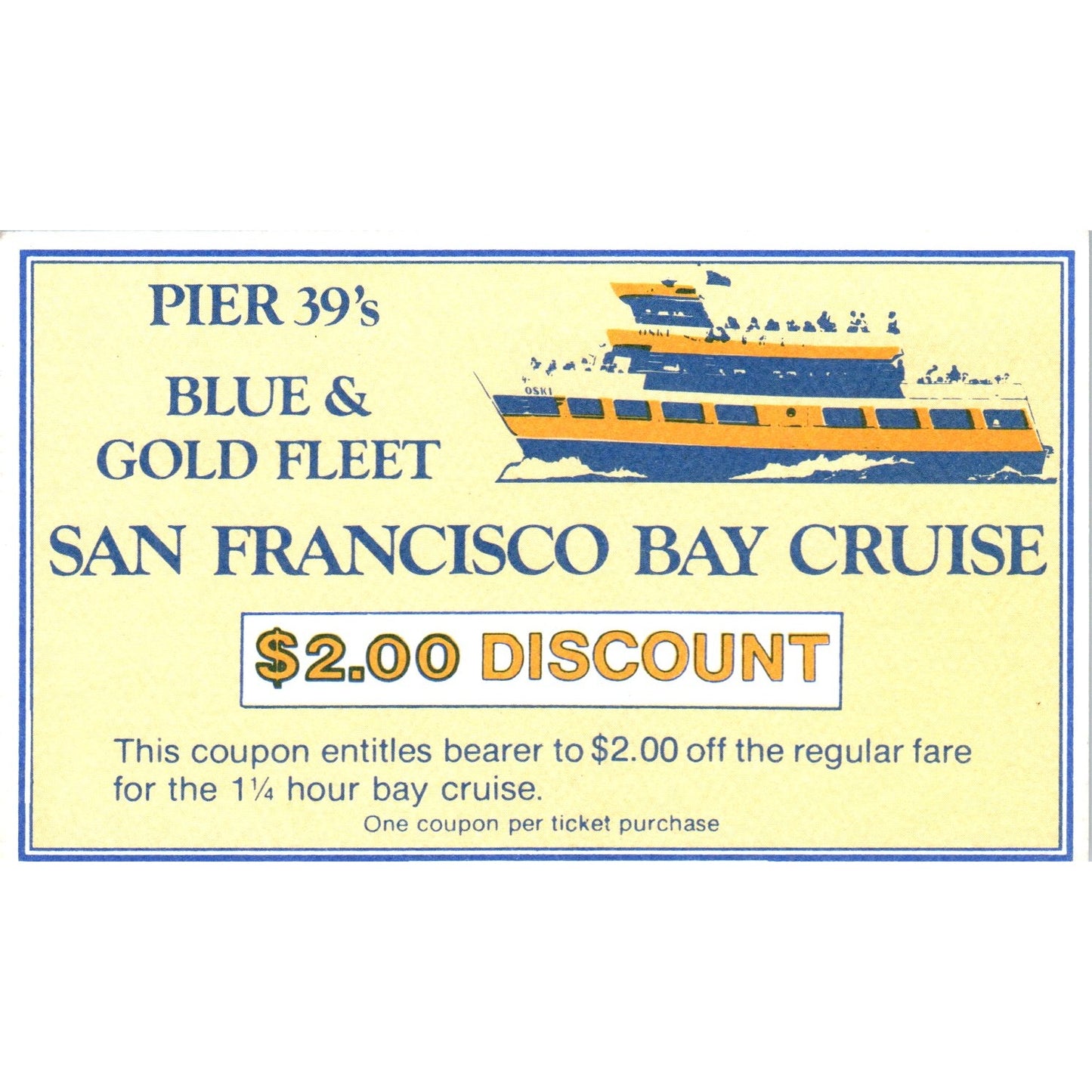 Vintage Pier 39 Blue & Gold Fleet San Francisco Bay Cruise Card CA TH9-CB