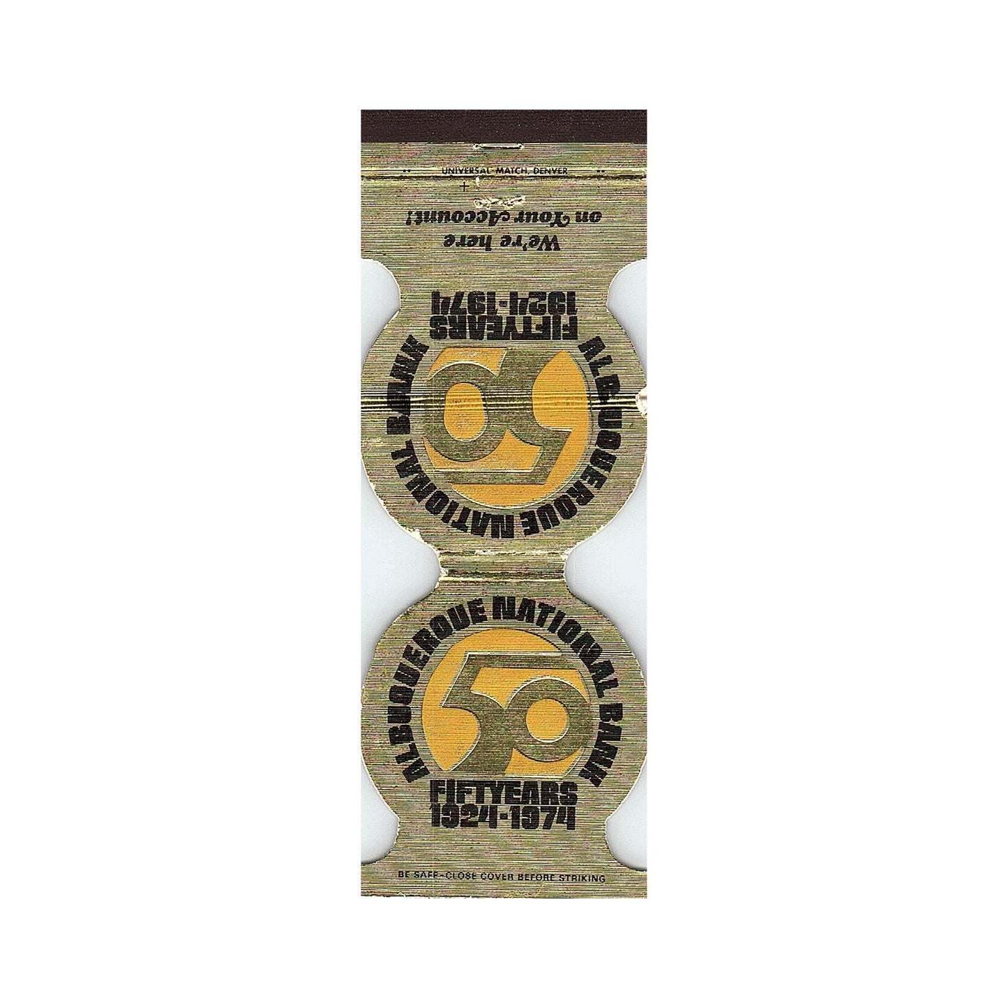 1974 Albuquerque National Bank 50 Year Anniversary Vintage Matchbook MM7-1