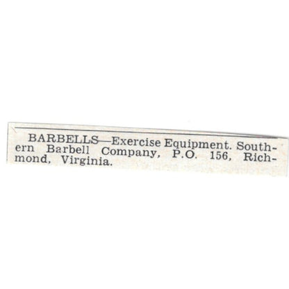 Southern Barbell Company Richmond Virginia 1955 Ad AG1-S2