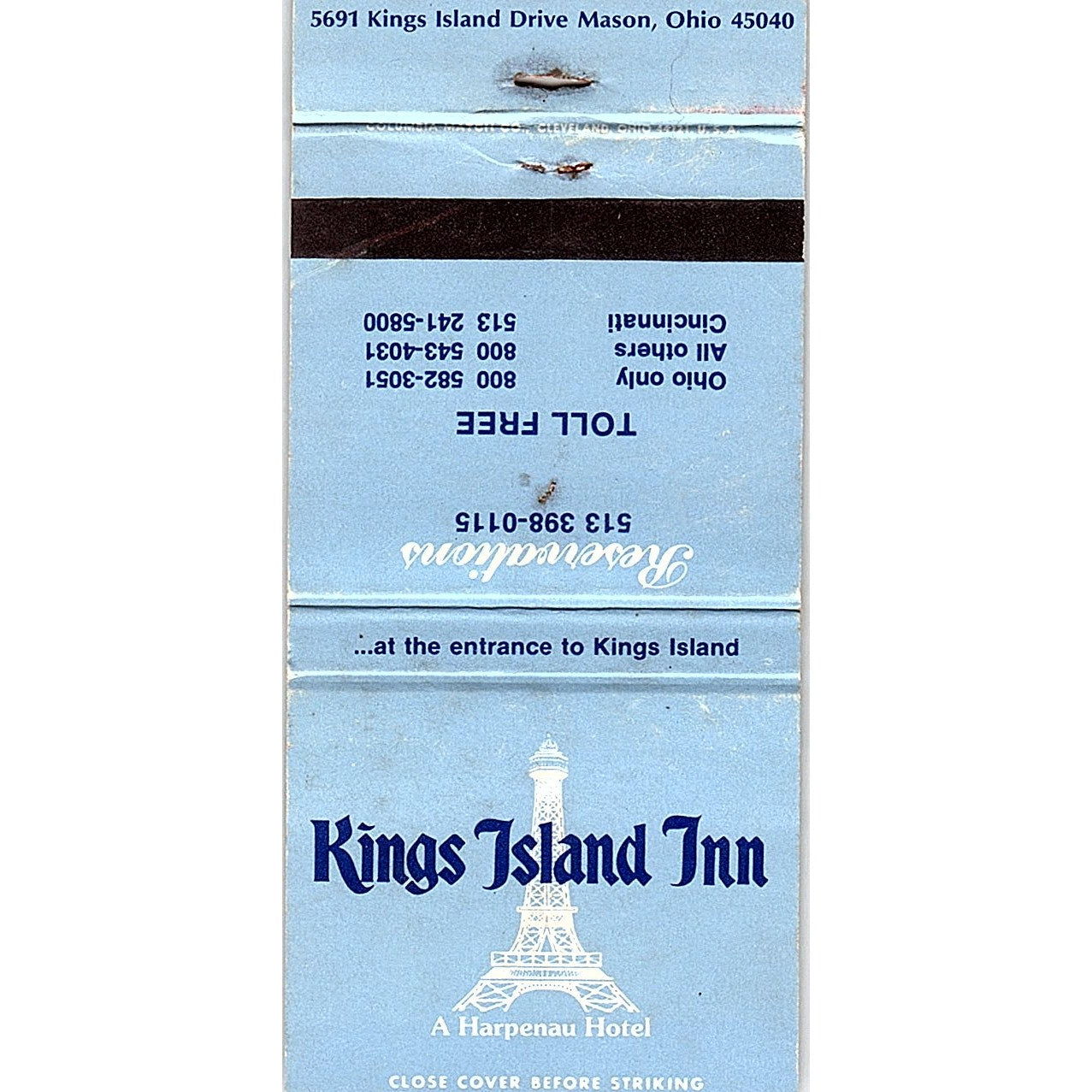 Kings Island Inn Mason Ohio Vintage Matchbook TB6-MB2-12