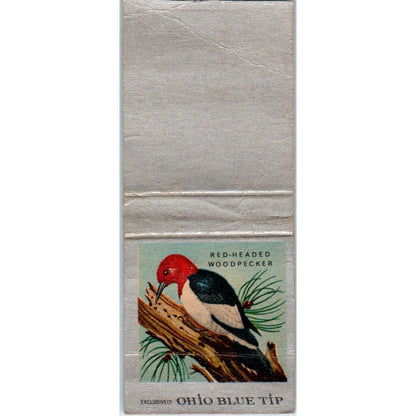 Red-Headed Woodpecker Ohio Blue Tip Vintage Matchbook Cover SD4-Y16