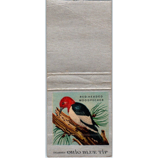 Red-Headed Woodpecker Ohio Blue Tip Vintage Matchbook Cover SD4-Y16
