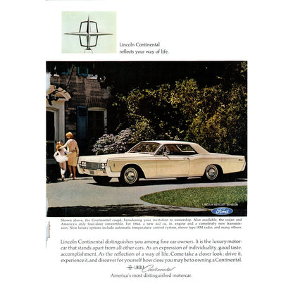 1966 Lincoln Continental Automobile Car - Vintage Magazine Ad D20