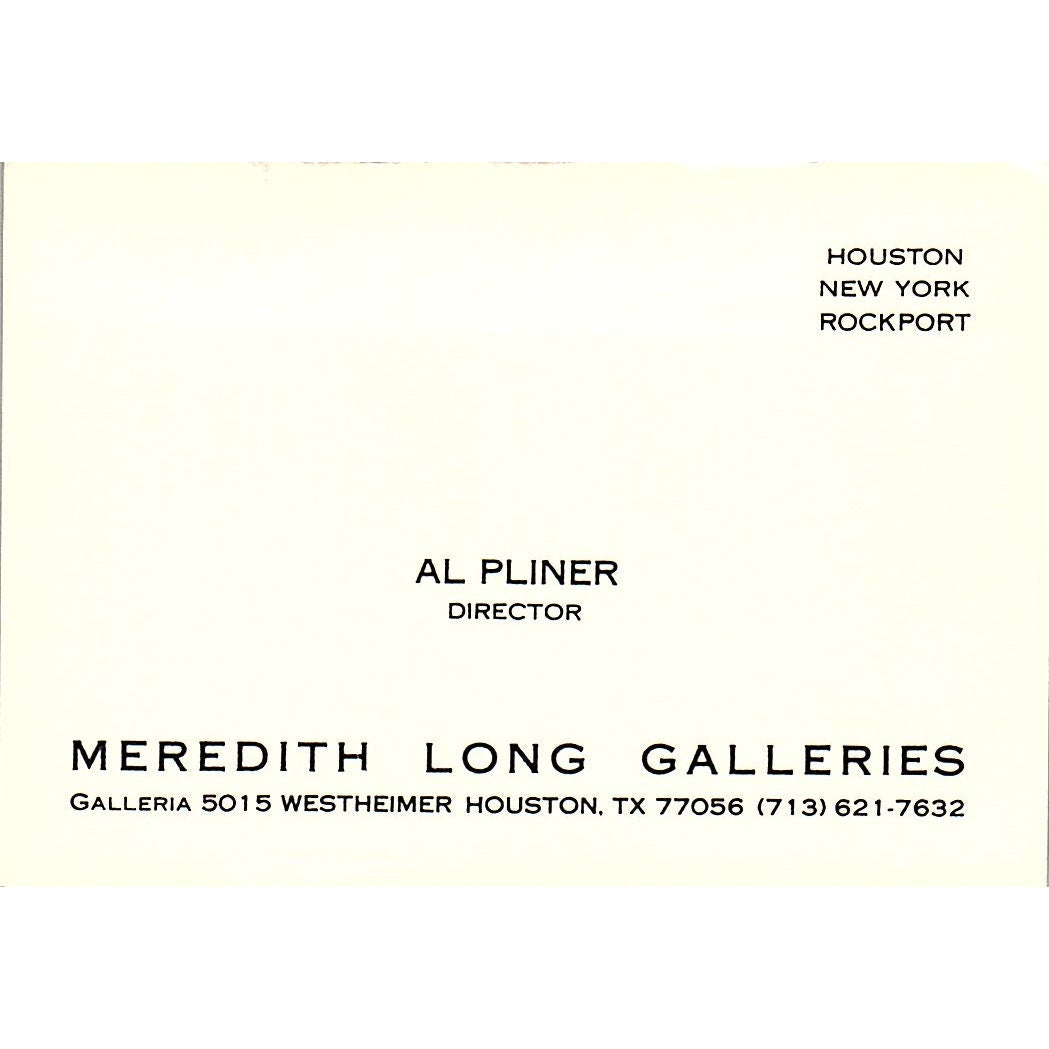 Al Pliner Meredith Long Galleries Houston TX Vintage Business Card TH2-B2