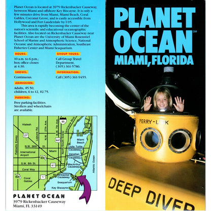 1980s Planet Ocean Miami Florida Fold Out Map and Travel Brochure TF4-BA