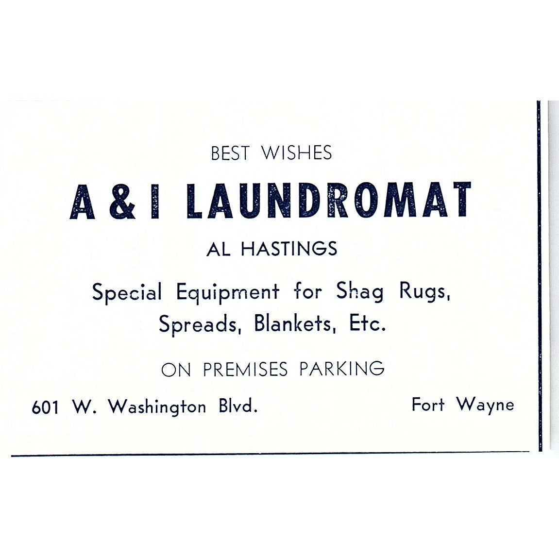 A&I Laundromat - Al Hastings - Fort Wayne Indiana 1964 Ad AG1-M7