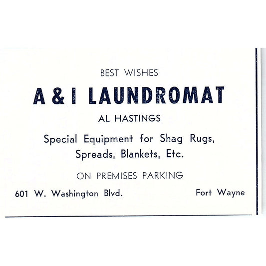 A&I Laundromat - Al Hastings - Fort Wayne Indiana 1964 Ad AG1-M7